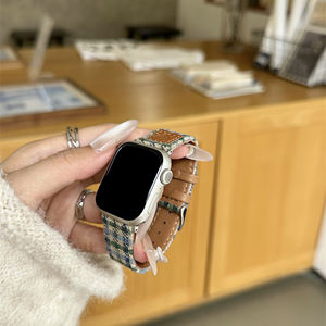 <span class=keywords><strong>Bracelet</strong></span> en <span class=keywords><strong>cuir</strong></span> tissé en laine à carreaux vintage pour Apple Watch Ultra 40 mm-49 mm pour Iwatch10 987ultra <span class=keywords><strong>Bracelet</strong></span> de remplacement - Product Image 4