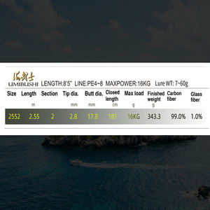 Canne à pêche UMIBUSHI Popping Carbon 2 brins, action moyenne, résistance maximale 16 kg, pour leurres et pêche à la mouche, canne à thon avec porte-moulinet <span class=keywords><strong>FUGI</strong></span> DPS - Product Image 6