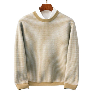 Suéter Cárdigan de Punto Transpirable con Cuello Redondo y Diseño de Parches para Hombre, Estilo Invernal, 100% Lana, Estilo para Parejas - Product Image 3