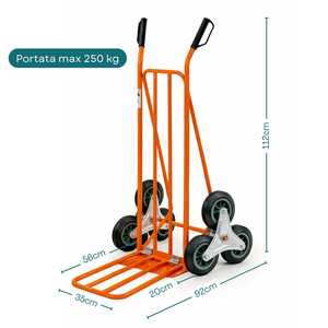 Chariot monte-escalier à 3 roues, capacité de charge 250 kg, plateforme avec cadre, usage hospitalier - Product Image 2