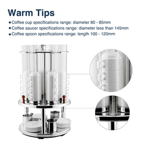 Dispenser per Tazze da Caffè e Tè in Ceramica, Organizzatore Rotante Manuale per 48 Set, Armadietto Porta Tazze per Hotel e Ristoranti - Product Image 6