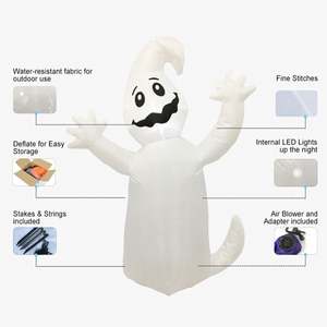 Decoración exterior soplada por aire, luz LED de Halloween, fantasma inflable, decoración de patio de 4 pies - Product Image 3