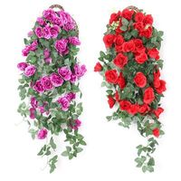 Guirlande de roses artificielles denses pour panier suspendu, décoration murale de mariage et de maison, mur de fleurs de roses simulées