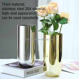 Venta al por mayor de alta gama de acero inoxidable 304 jarrones para arreglos florales impermeable hidropónico hogar florero de mesa de metal - Product Image 6