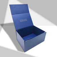 Boîte rigide pliable magnétique personnalisée en gros, bleue, avec estampage à chaud doré pour emballage cadeau d'articles pour animaux de compagnie