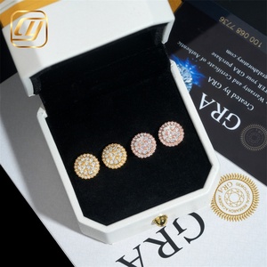 Pendientes de Lujo con Moissanita Chapados en Oro Rosa de 18K, Corte Brillante Redondo, Microincrustaciones, Unisex, para Uso Diario - Product Image 2