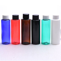 Bouteille vide en PET de 100 ml, transparente, ambrée, blanche, noire, à épaules plates, pour lotion, shampoing ou toner, avec bouchons à vis
