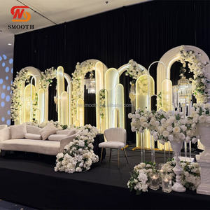 SMOOTH Handmade Wedding Banquet <b>Hall</b> LED Backdrop Arch Stand with 7-8ft Height Metal Iron Warm <b>Light</b> for Event Stage Decoration - Product Image 1