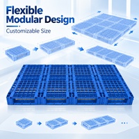 Palettes en plastique robustes modulaires à emboîtement pour la logistique d'entrepôt, plateforme de stockage empilable