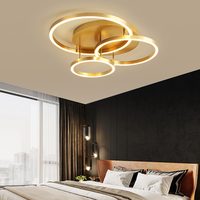 Lustre LED en acrylique doré à 6 anneaux de luxe pour résidence, luminaire de plafond à anneaux pop