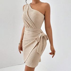 Vestido Elegante de Moda para Mujer, Color Sólido, Manga Larga, Suéter Esponjoso, Vestido Ajustado hasta la Rodilla - Product Image 2