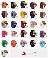Sabuk Elastis Rajut Tenun Kain Kasual Unisex 64 Warna untuk Pria dan Wanita, Cocok untuk Celana Jeans, Multi-warna
