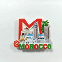 Aimant de réfrigérateur 3D personnalisé du Maroc, en résine écologique et sûre, forme irrégulière, pour boutique de souvenirs