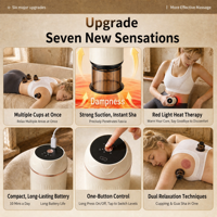 Masseur à ventouses électrique, appareil Gua Sha, aspiration sous vide, chauffage intelligent, rechargeable, 3 ventouses, relaxation corporelle, certifié CE