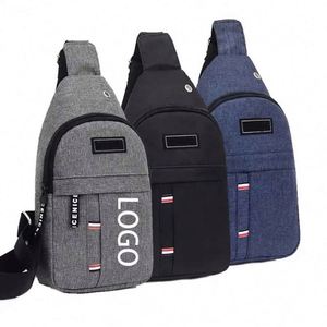 Custom Logo Earphone Hole <b>Waterproof</b> Sport Shoulder Sling Crossbody Men Chest <b>Pack</b> Bag Men Sling Bag Free Sample - Product Image 2