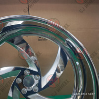 Jantes forgées SJ 6061-T6 en aluminium, logo personnalisé, chrome poli, 5 branches, déport profond, 5 trous, grand rebord extérieur, pour SUV