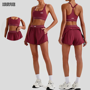 Ensemble <span class=keywords><strong>de</strong></span> yoga et fitness 2 pièces pour <span class=keywords><strong>femme</strong></span> : Soutien-gorge <span class=keywords><strong>de</strong></span> <span class=keywords><strong>sport</strong></span> à bretelles réglables et short <span class=keywords><strong>de</strong></span> course taille haute – <span class=keywords><strong>Tenue</strong></span> d'entraînement et survêtement - Product Image 1