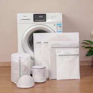도매 재사용 가능한 사용자 정의 로고 세탁기 세탁 메쉬 가방 접이식 그물 세탁 가방