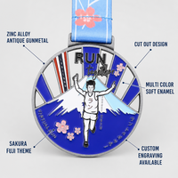 Médaille de course personnalisée gravée, ajourée, à thème, en alliage de zinc, émail antique, pour course virtuelle, défi, souvenir, récompense