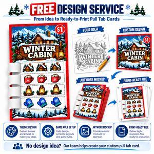 Cartes de jeu à languette à tirer instantanée, à thème hivernal, avec logo personnalisé, plusieurs tailles de languettes, règles de jeu et trois fenêtres à ouverture rapide, en gros - Product Image 4