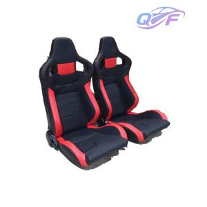 Nuevos asientos de carreras de cubo de tela de gamuza roja completa Gradas de asiento deportivo universal con asiento de atasco de tráfico de techo - Product Image 2