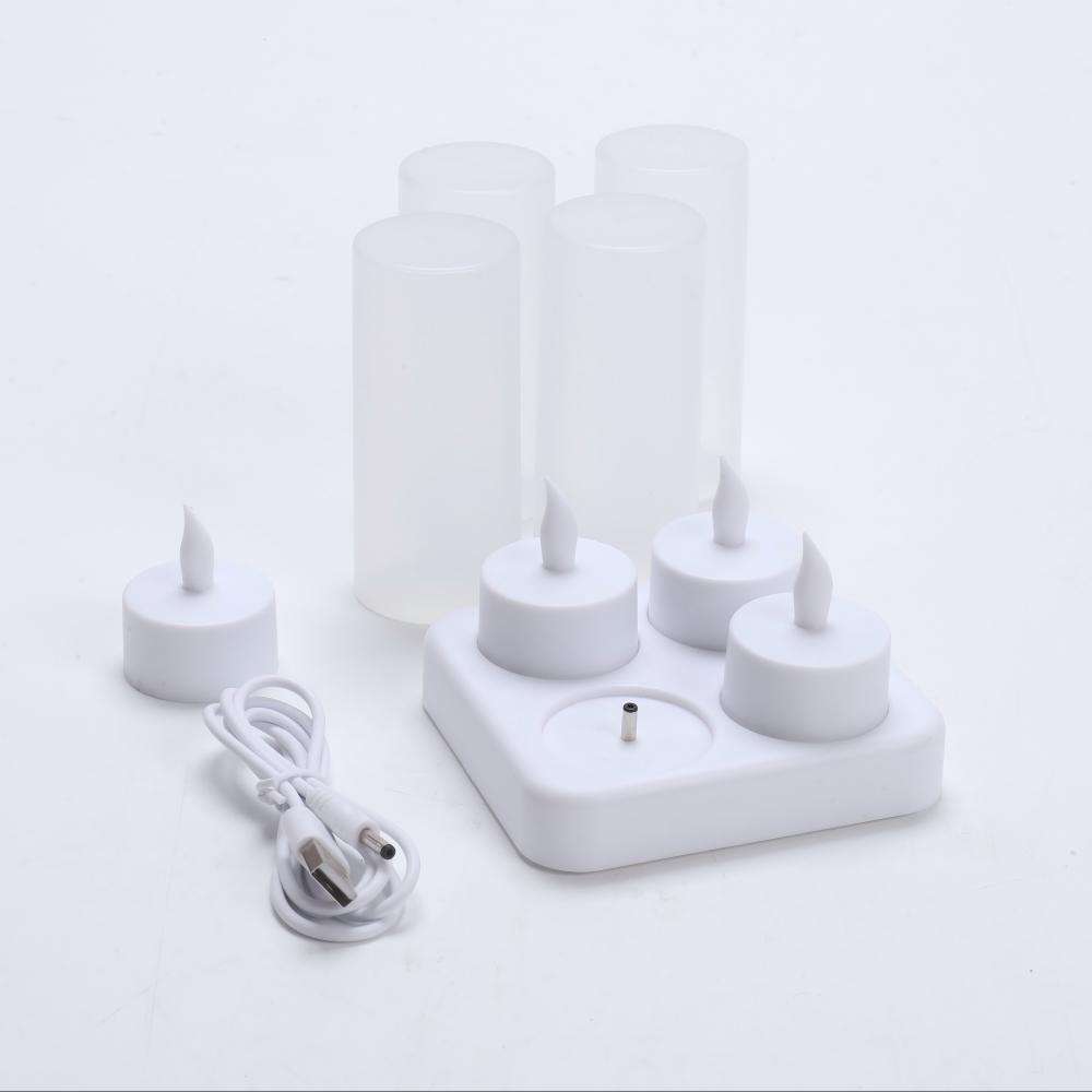 Pas de télécommande Ensemble de 4 bougies avec tasse en PP