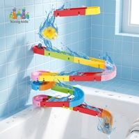 Jouet de bain pour bébé, toboggan aquatique mural avec ventouses et animal coulissant, jeu de tuyaux interactif DIY pour les tout-petits de 3 ans et plus