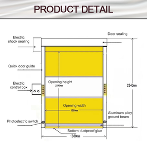 Porte à enroulement automatique à grande vitesse en PVC personnalisé, porte industrielle à enroulement rapide, porte de garage, zone de <span class=keywords><strong>lavage</strong></span> de voitures, design imperméable et durable - Product Image 5