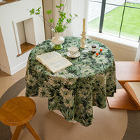 Nappe Jacquard Florale Résistante à la Chaleur en Mélange Polyester-Coton Style Vintage Champêtre Américain pour Table Basse et Maison