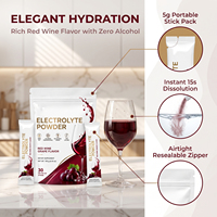 OLLI Poudre d'électrolytes saveur vin rouge sans alcool, mélange pour boisson hydratante, 30 sachets de 150g, pour une récupération rapide