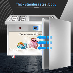 MUXUE เครื่องทำไอศกรีมทอด,เครื่องทำไอศครีมโยเกิร์ตผลไม้สำหรับอาหารรถยนต์กระทะเดี่ยวพร้อม<span class=keywords><strong>ถาด</strong></span>6<span class=keywords><strong>ถาด</strong></span> - Product Image 6