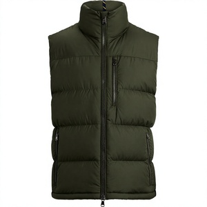 Chaleco Acolchado Verde Oliva para Hombre, Cuello Alto, Cierre de Cremallera, Cortavientos, Ropa de Invierno Informal, Chaqueta sin Mangas - Product Image 1