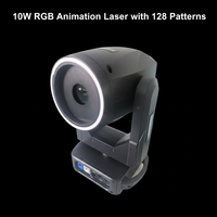 Профессиональный DMX-лазерный проектор 10 Вт 3D RGB с анимацией и LED-кольцом, IP33, Ra90, 16200 люмен для вечеринок, клубов, диджеев и сцен