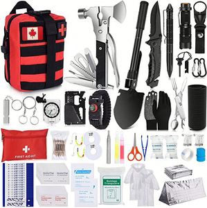 Trousse de premiers secours portable d'extérieur OEM avec hache et pelle multifonctions pour le camping et la randonnée, logo personnalisé - Product Image 1