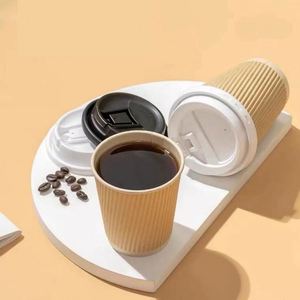 Biodegradable <b>Double</b> <b>Wall</b> Disposable <b>Coffee</b> <b>Cup</b> with Gold Foil Stamping Synthetic Paper Customizable - Product Image 6