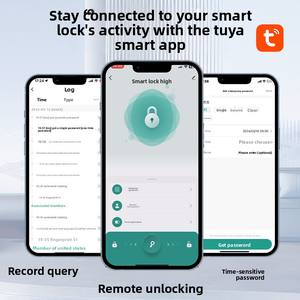 מנעול חכם לפתיחה בנגיעה אחת, טביעת אצבע/מנעול דלת/קוד/מפתח/שלט רחוק דרך אפליקציה, בריח דיגיטלי, אבטחה לבית, לדלת עץ, כרטיס זיכרון - Product Image 2