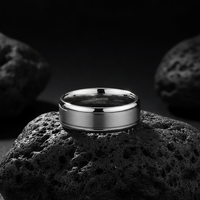 THX Schmuck THX-TD169 8mm Klassischer Polierter und Satiniert Gerillter Wolframcarbid Unisex Ehering Ohne Steine Ohne Beschichtung
