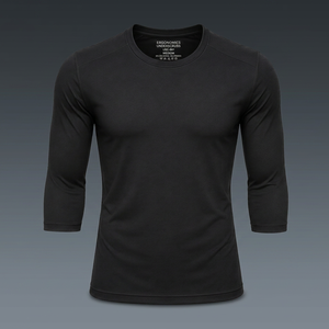 Camiseta Médica de Manga 3/4 para Hombre, Color Negro, Marca Wambli International, Uniforme Médico, Cuello Redondo, Tejido Elástico de Poliéster, Ropa de Trabajo para Hospital - Product Image 4