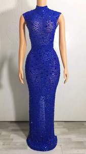 Fason Women's Summer Prom Dress Sey <b>Glitter</b> Birtday Party Crystal Decoration Solid for Evening - Product Image 3