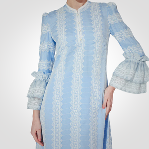 SIPO Eid 2024 Venta caliente Malasia moderno Baju Kurung Pahang con mangas de campana escalonadas mujeres musulmanas vestido Baju Kurung - Product Image 3