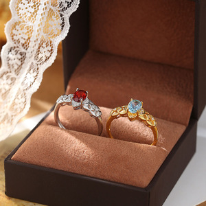 8 Anillos Ajustables de Piedra Natural de Corte Ovalado de 5*7mm de Alta Calidad, Joyería Vintage de Plata 925 Chapada en Oro, para Regalo - Product Image 2