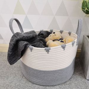 Large Storage Cotton Rope Basket Woven High Capacity Laundry Basket High Capacity Laundry Basket