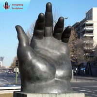Grande sculpture de jardin extérieure en bronze coulé, abstraite, simple et non sophistiquée, en forme de cercle, résistante au vent