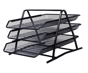 Organisateur de bureau en métal à 3 niveaux, plateau à documents en maille, organiseur de fichiers empilable, porte-documents et <span class=keywords><strong>courrier</strong></span> de bureau - Product Image 2