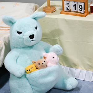 Canguro personalizado de felpa azul para bebé, con bolsa interior para bebés, juego de animales de peluche suaves para niña y niño - Product Image 6