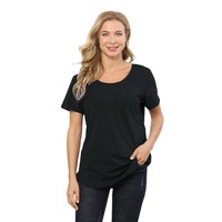 Camiseta de Maternidad de Verano de Manga Corta para Lactancia con Cremallera Invisible, Dobladillo Curvo, Algodón Elástico, Tallas US S-4XL