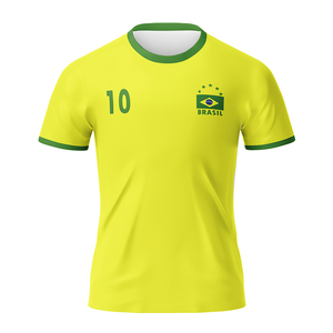 Maglia <span class=keywords><strong>da</strong></span> Calcio Personalizzata Brasile Numero 10 Ricamo Stampa a Caldo Alta Qualità Multicolore Maglietta Sportiva Corta Unisex per Giocatori - Product Image 2