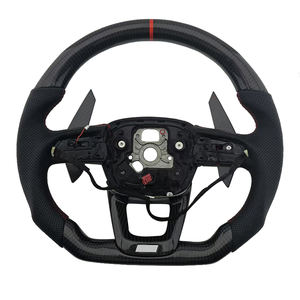 Volante Deportivo de Fibra de Carbono y Cuero en Oferta para Modelos Audi A3 A4 A4L A5 A7L A8 5 7 B9 A6 R8 - Product Image 1