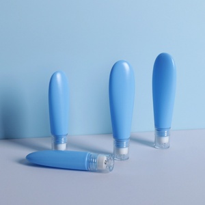Tube en plastique PE bleu personnalisé pour crème contour des yeux, emballage cosmétique en gros, tube vide personnalisé pour sérum de soin de la peau, avec applicateur roll-on massant à visser - Product Image 5