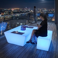 CAIQI Lampe de sol lumineuse en forme de table basse, lumière blanche chaude, en PVC, avec interrupteur, design contemporain